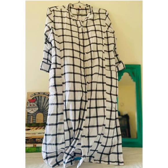Black and white kurta jacket.
